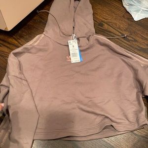 brand new woman’s adidas crop hoodie with tags size small taupe